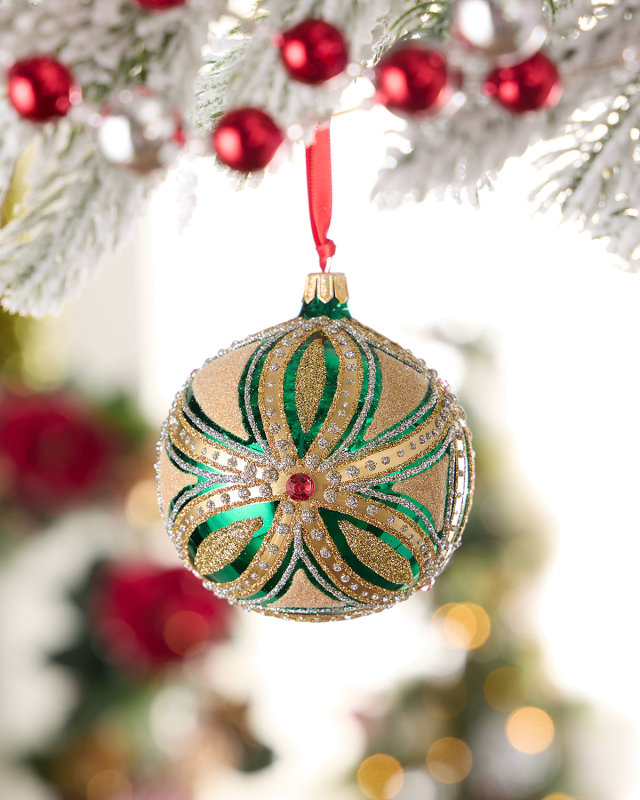Emerald Essence Glass Christmas Ornament